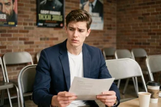 Jeune acteur en attente lors d'un casting cinématographique pour un rôle de super-héros en 2026