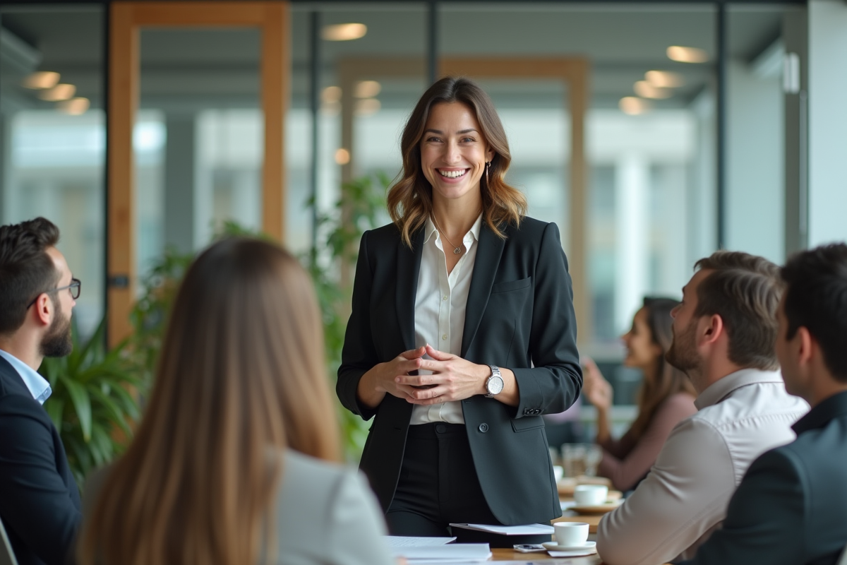 Femme professionnelle parlant lors d