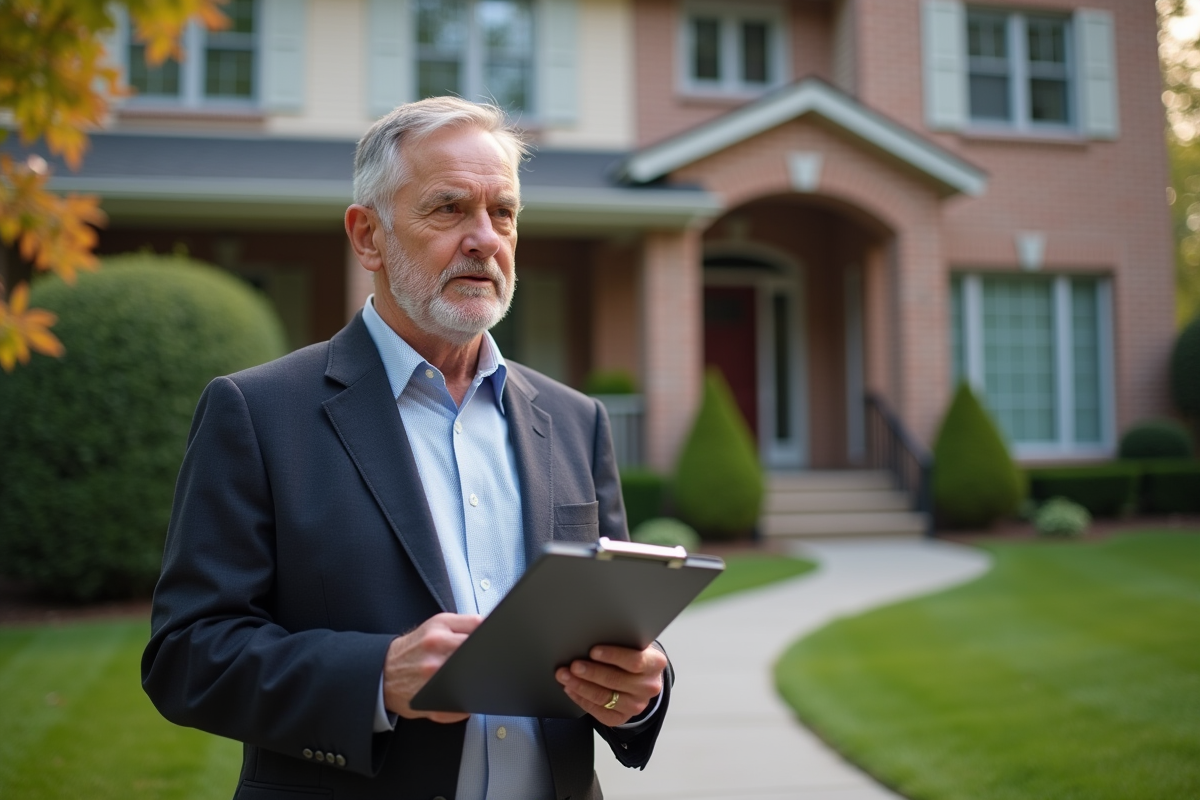 Expert immobilier inspectant la façade d