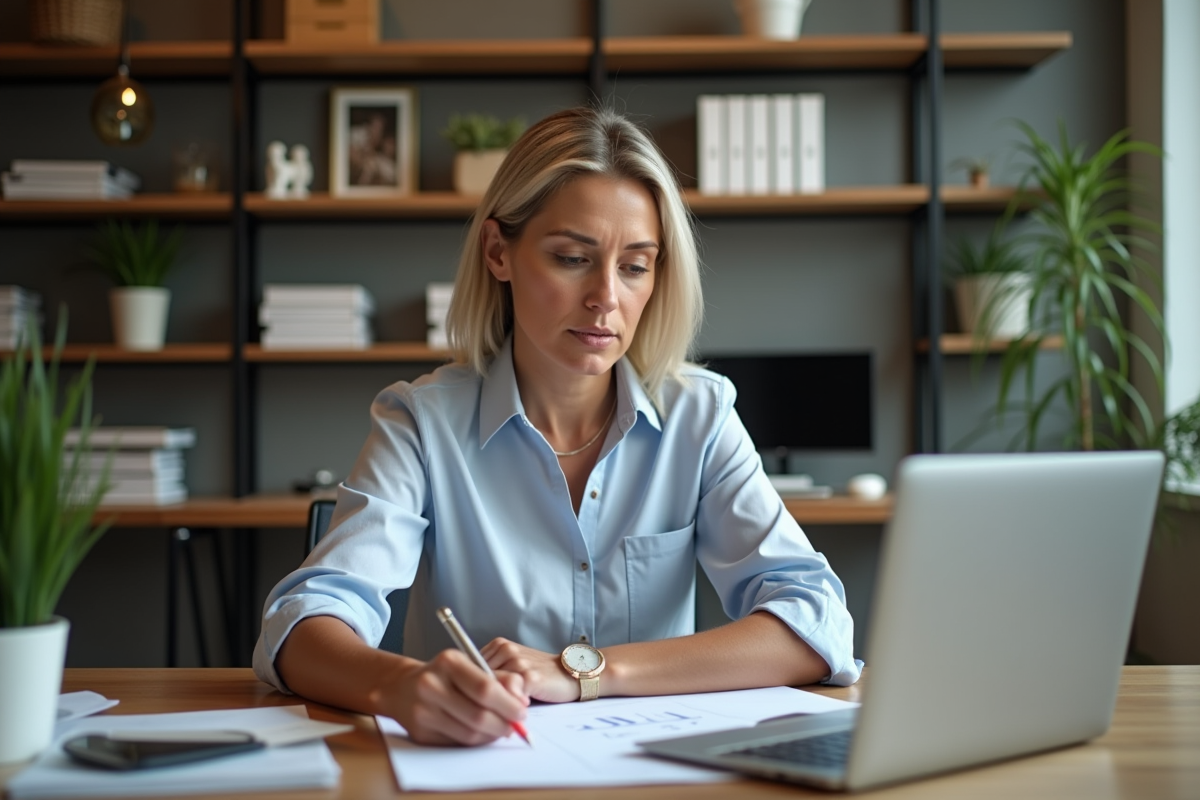 Femme d'affaires confiante dans un bureau moderne