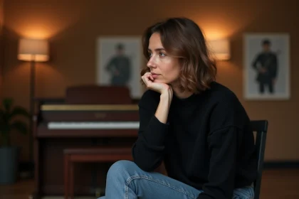 Femme fran&ccedil;aise en studio de musique contemplative