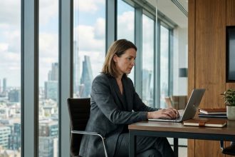 Femme d'affaires confiante dans un bureau moderne