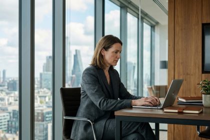Femme d'affaires confiante dans un bureau moderne