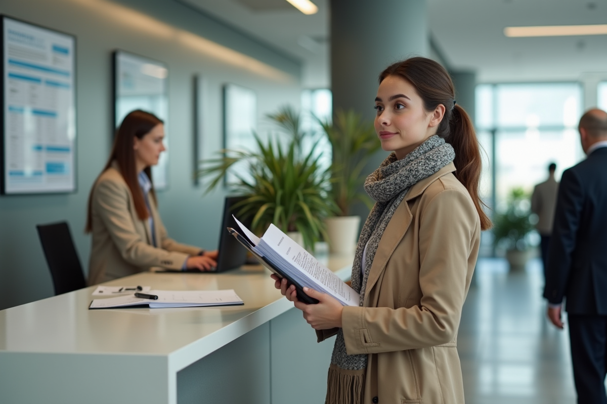 Jeune femme dans un bureau administratif moderne