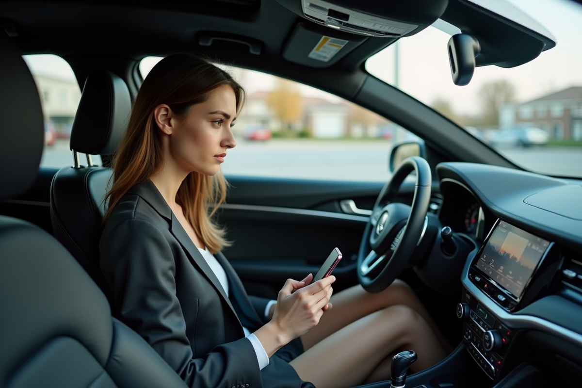 Jeune femme dans une voiture d