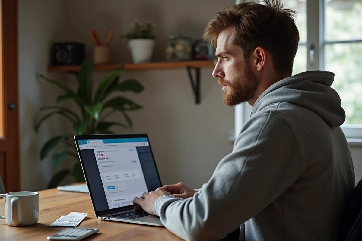 Homme fixant le prix d'un billet de concert en ligne sur un site de revente