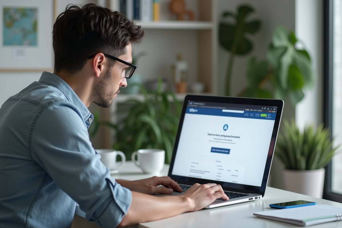 Homme frustré devant un ordinateur avec erreur VPN dans un bureau