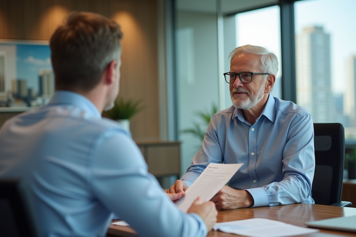 Homme plus âgé consultant avec un conseiller financier en banque