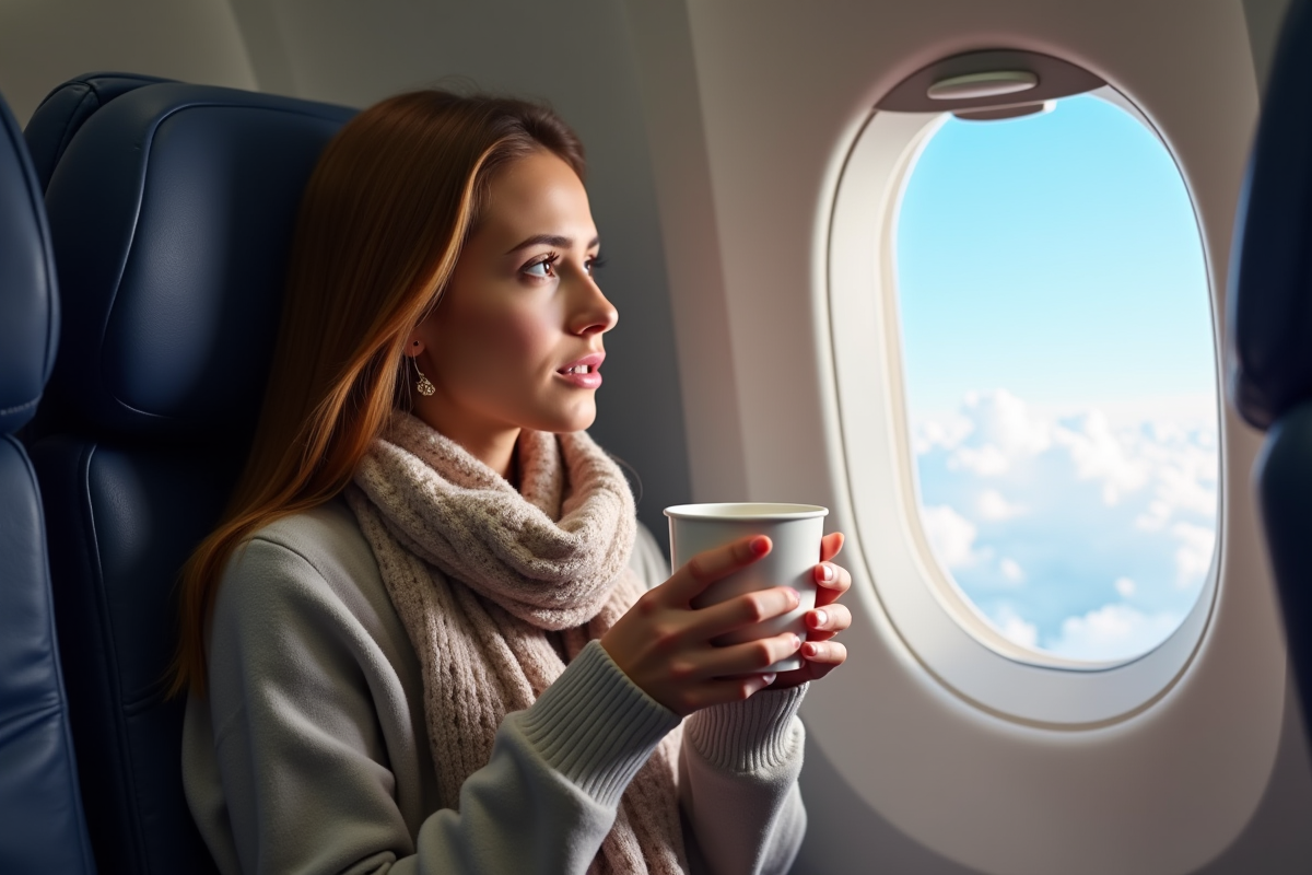 Jeune femme regardant par la fenetre d